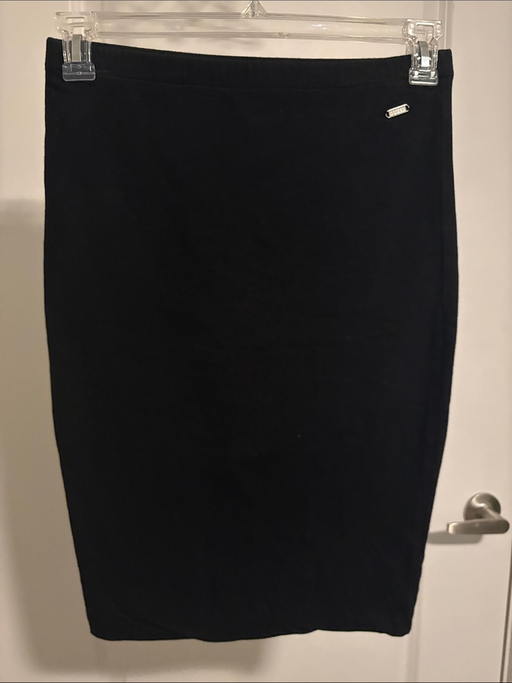 Guess Black Knit Pencil Skirt with Subtle Logo Accent